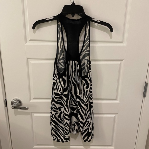 Akira Chicago Halter Tank Racerback Top. Zebra Print. Black/White. Small. - Picture 6 of 9